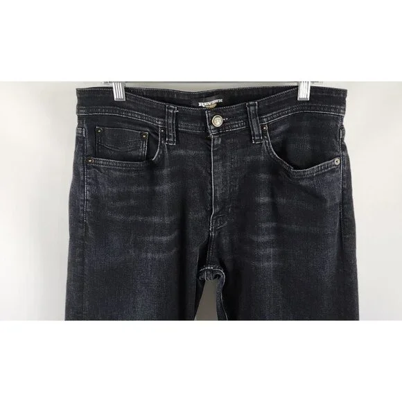 SOLD OUT Revtown Jeans Mens 34x32 Black Decade Sharp Straight Leg Denim - Picture 2 of 11